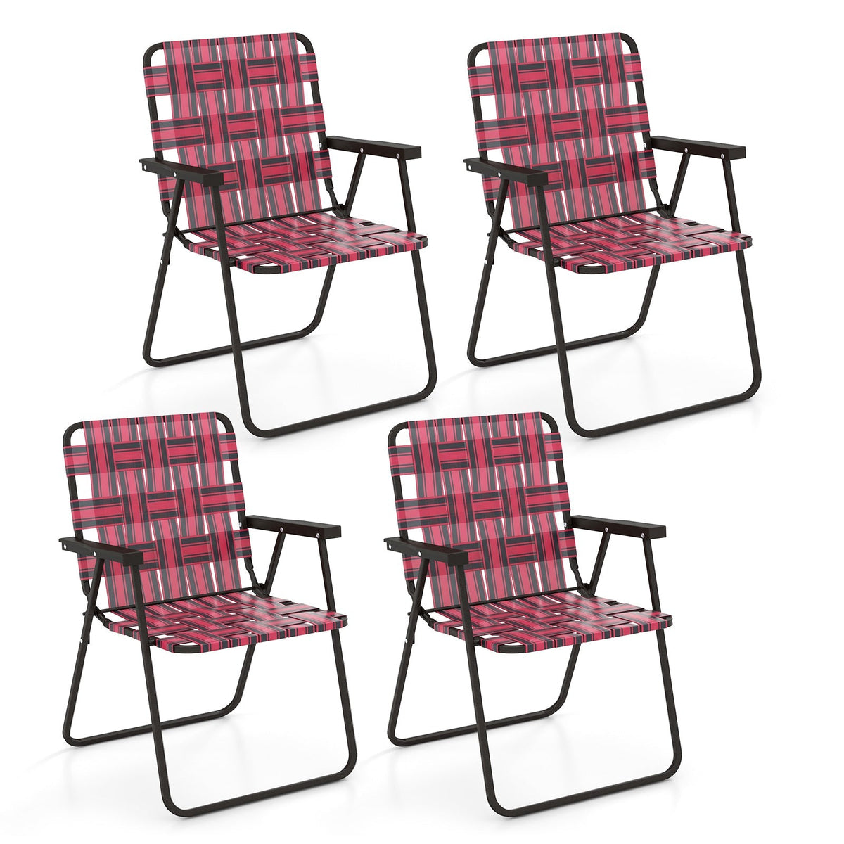 4 Pieces Folding Beach Chair Camping Lawn Webbing Chair