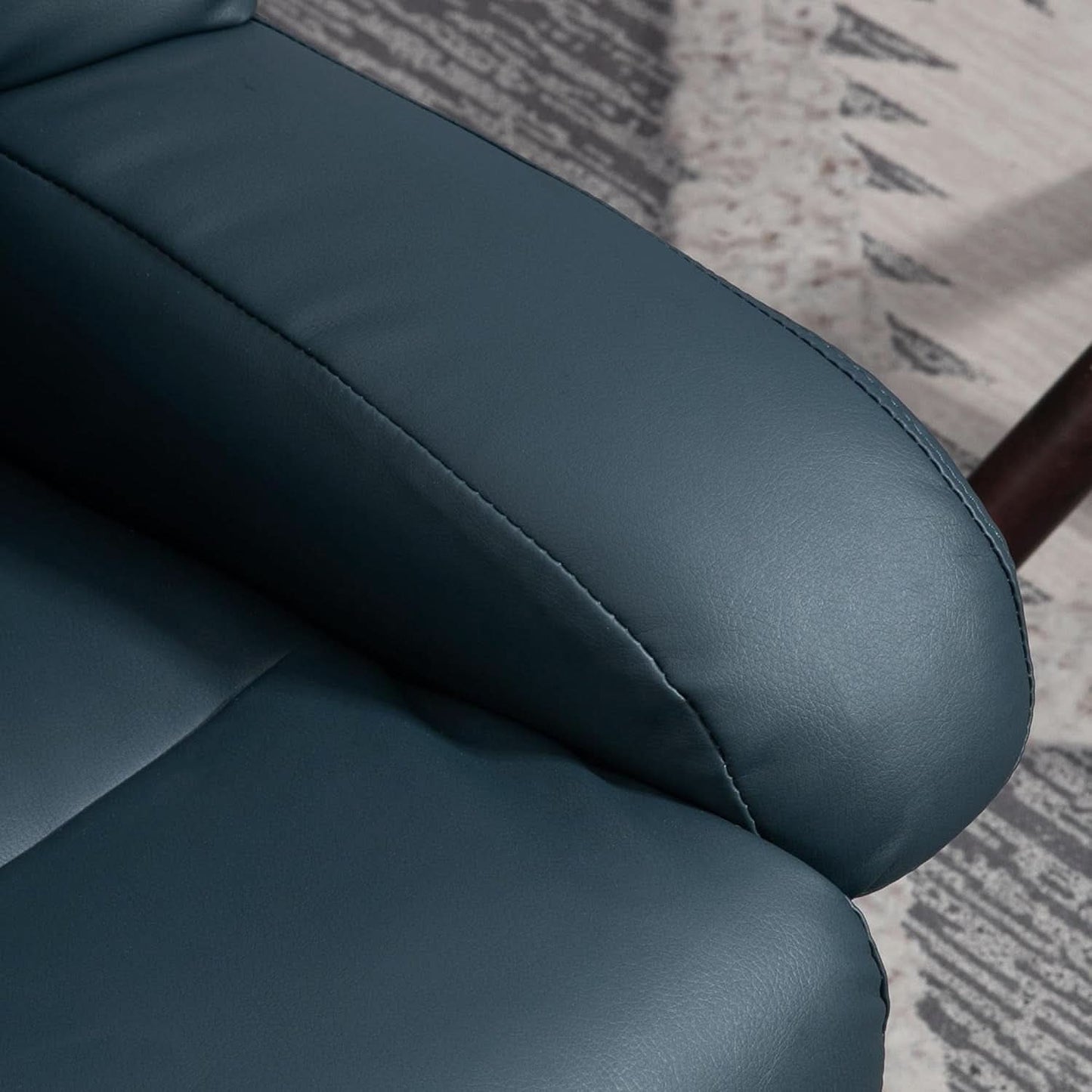 Blue Massage Recliner Chair With 360 Swivel Ottoman