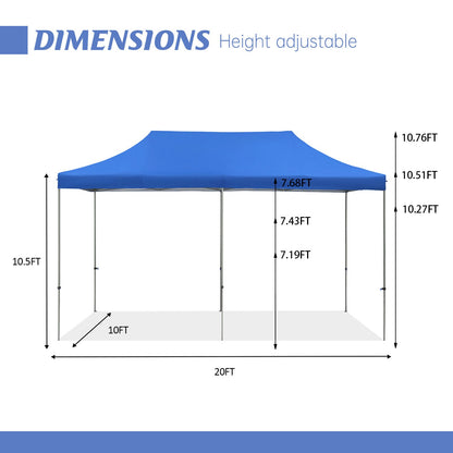 10x20 Heavy Duty Pop up Canopy Tent  Easy Pop Up Commercial Outdoor Canopy Wedding Party Tents with Roller Bag