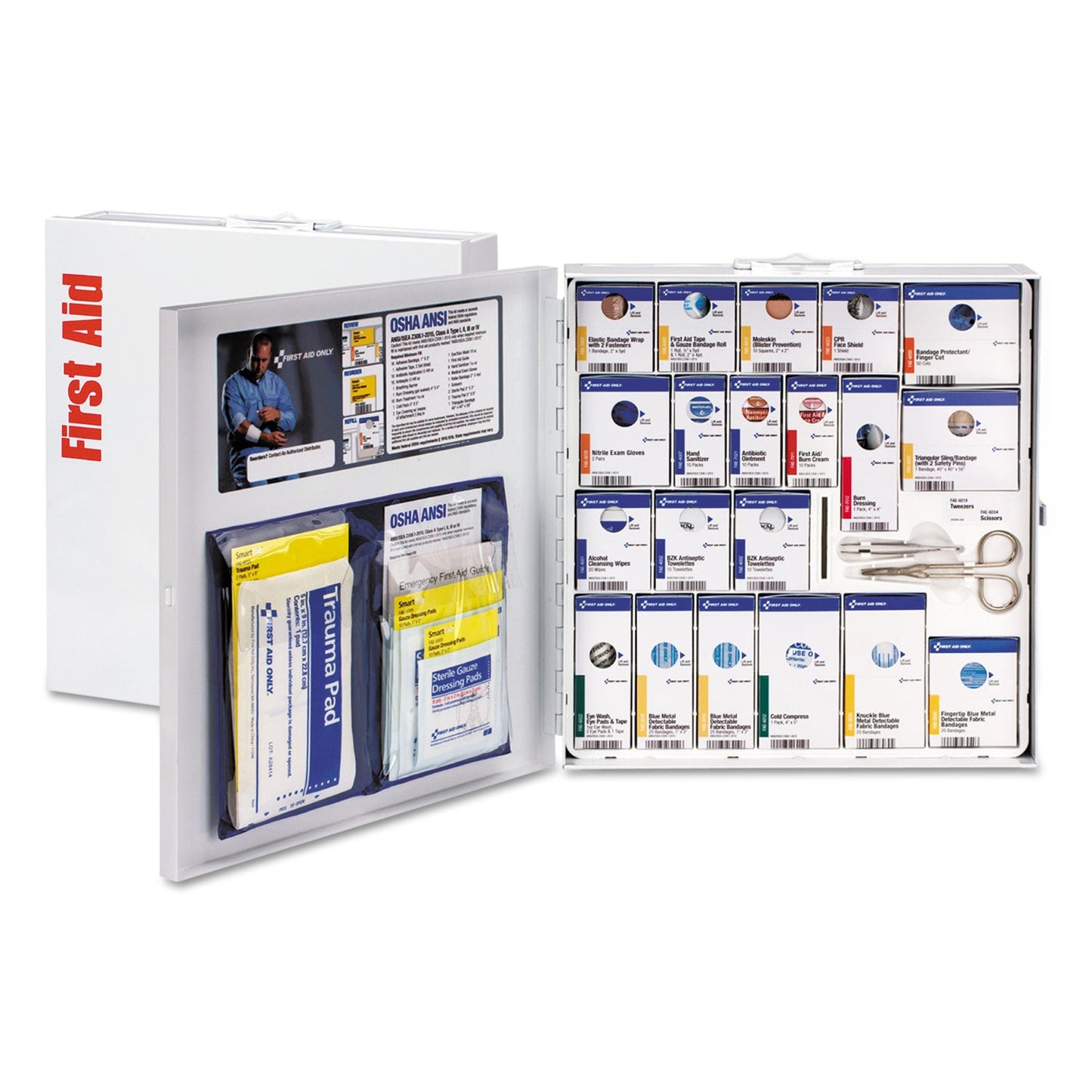 First Aid Only ANSI 2015 SmartCompliance Food Service First Aid Kit, w/o Medication, 50 People, 260 Pieces, Metal Case