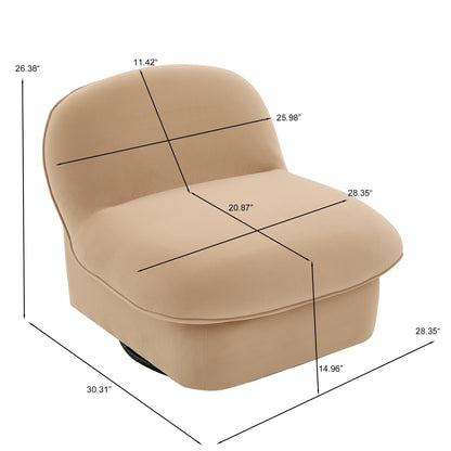 Pumpkin Shaped Swivel Accent Chair, 360 Degree Rotation for Living Room