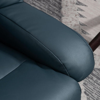 Blue Massage Recliner Chair With 360 Swivel Ottoman