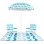 4 Pieces Beach Umbrella Set with 2 Foldable Chairs and Picnic Blanket