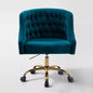 Curvaceous Velvet Swivel Office Chair with Gold Base