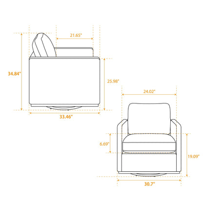 Modern Upholstered Square Swivel Accent Chair With 360 Degree Rotation