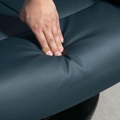 Blue Massage Recliner Chair With 360 Swivel Ottoman