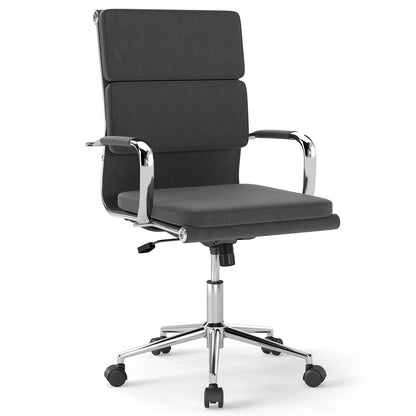 Ergonomic Office Desk Chair with Rocking Backrest and Height-adjustable Padded Seat-Gray