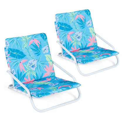 Folding Beach Chairs Set of 2 with Padded Seat