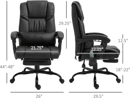 High Back Massage Office Chair With 6 Vibration Points And Footrest Black