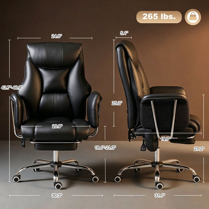 HOMCOM Massage Office Chair with 6 Points Vibration, Executive Desk Chair with High Back, PU Leather, Footrest, Black