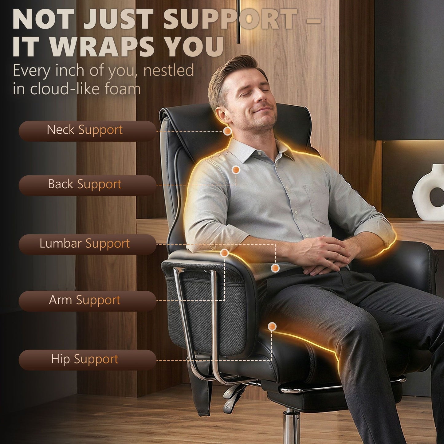 HOMCOM Massage Office Chair with 6 Points Vibration, Executive Desk Chair with High Back, PU Leather, Footrest, Black