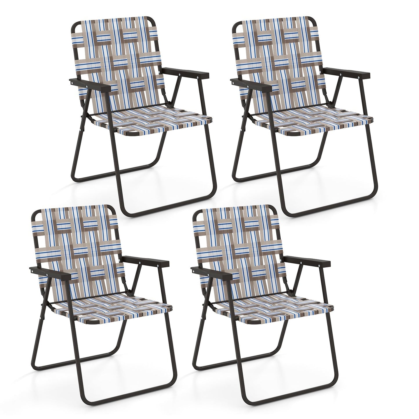 4 Pieces Folding Beach Chair Camping Lawn Webbing Chair