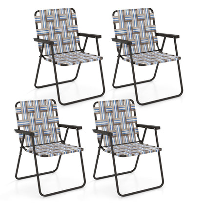 4 Pieces Folding Beach Chair Camping Lawn Webbing Chair